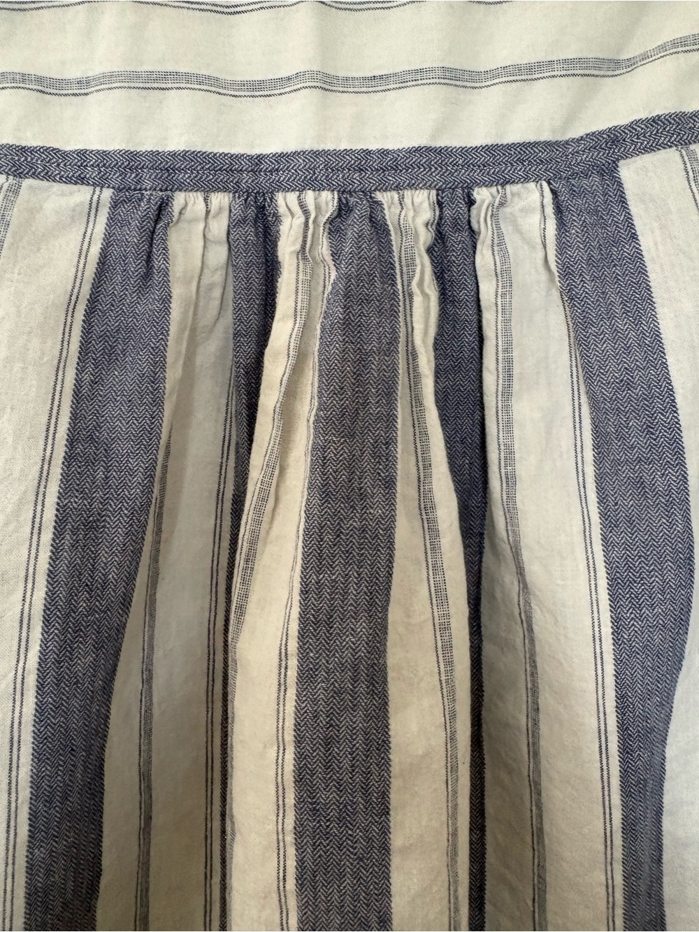 Small Madewell Blue White Herringbone Striped Linen Blend Sleeveless Shirt - Picture 5 of 15